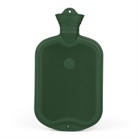 GRÜNSPECHT Wärmflasche Naturkautschuk, 2 Liter, Doppellamellle, dunkelgrün