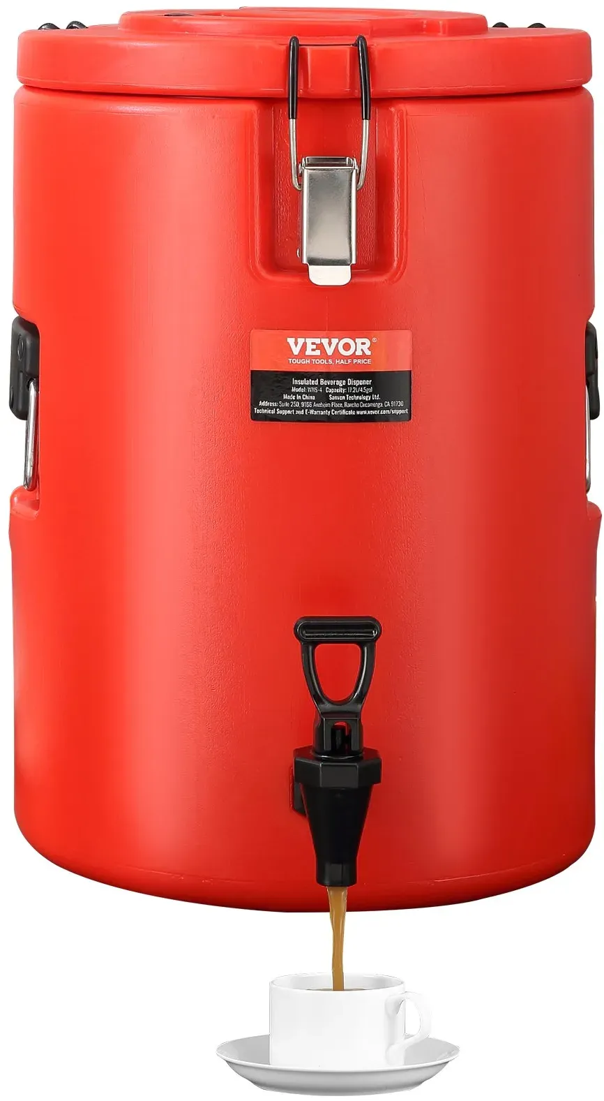 VEVOR Heiß- und Kaltgetränkespender Getränkespender 6 L, Edelstahl Heiß- und Kaltwasserbrunnen Großer Getränkespender mit Zapfen für Kaffee, Kalte Milch, Wasser, Saft usw. Isolierkanne Rund