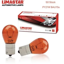 50 Stück 12V 21W BAU15s P21W Glühlampe Glühbirne Lampe Autolampe orange