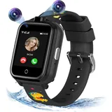 4G Kinder Smartwatch mit GPS und Telefon, Kinder mit SOS, Wecker, Musik-Player, Kamera, Spiele, Kids Smart Watch für 3-14 Jahre Jungen Mädcen - Schwarz