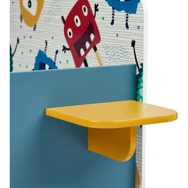 Relaxdays Kinderbett kleine Monster 70 x 140 cm MDF blau/weiß