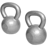 GORILLA SPORTS Kettlebell 2 bis 32 kg Gewichte, Einzeln/Set, Gusseisen, Bodenschonend silberfarben