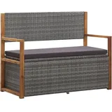 Bank Mit Stauraum 115 Cm Poly Rattan Massivholz Akazie Grau