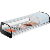 Vevor Sushi Kühlvitrine 52 L kommerzielle Vitrine Kühlaufsatzvitrine (5 Pfannen) mit gebogenem Glas & LED-Beleuchtung & digitaler Temperaturregelung, Kühlschrank für Theke Restaurant Geschäft