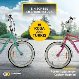 ACTIONBIKES MOTORS Actionbikes Kinderfahrrad Cruiser 20 Zoll, Rosa/Türkis, verstellbar, Seitenständer, V-Brake-Bremsen (Rosa)