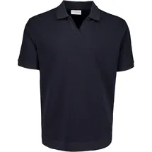 Lindbergh Comfort Fit Poloshirt mit V-Ausschnitt, Dunkelblau, M