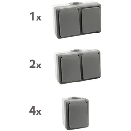 ETT 7-teiliges Feuchtraum-Set McPower "Secure Werkstatt", grau, IP44, 1x Kombidose, 2x Doppelsteckdose, 4x Steckdose | Schwarz