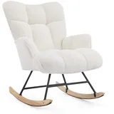 Aunekiv Schaukelstuhl Moderner Relaxsessel & Schaukelsessel in Teddyplüsch-Optik (1 St), perfekt als Stillstuhl & Lesesessel für Wohn- und Babyzimmer weiß