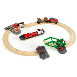 BRIO® Spielzeug-Eisenbahn BRIO® WORLD, Container Hafen Set, (Set), FSC®- schützt Wald - weltweit bunt