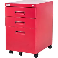 Büro Rollcontainer 3 Schubladen Haengeregistratur abschliessbar PAUL rot Bürocontainer