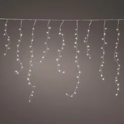 LED Lichtervorhang Eisregen - Blinkfunktion - 34 Stränge - 412 kaltweiße LED - L...