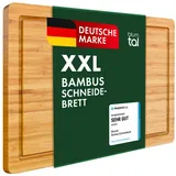 Blumtal Schneidebrett Holz aus 100% Bambus XXL - 2cm dickes Holzbrett antibakteriell - massives Schneidbrett mit Saftrille - Holzschneidebrett 45x30x2cm - Alternative zu Schneidebrett Kunststoff