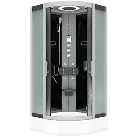 AcquaVapore D58-53M1 Komplettdusche mit Schiebetür 90 x 90 cm schwarz Sicherheitsglas D58-53M1