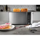 Langschlitztoaster Edelstahl für 2 Scheiben mit 6 Stufen & Brotrost - 1000 Watt