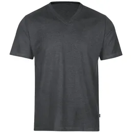 TRIGEMA T-Shirt "TRIGEMA V-Shirt DELUXE Baumwolle", Herren, Gr. L, grau (anthrazit, melange), Single Jersey, 100% Baumwolle, Basic, lang, V-Ausschnitt, Shirts T-Shirt