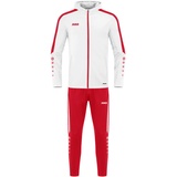 Jako Trainingsanzug Polyester Power mit Kapuze, Weiß/Rot, 128