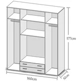 Pol-Power Kleiderschrank Base 4-türig sonoma