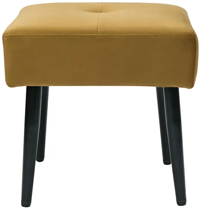 Tabouret bas en tissu effet velours texturé bronze et métal noir H46 cm GUESTA