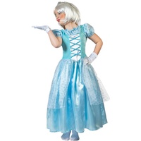 Funny Fashion Prinzessin-Kostüm Eisprinzessin Kostüm "Jasmina" für Mädchen - Hellblau, Märchen Kinderkostüm Schneekönigin Eiskönigin 140