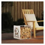 vidaXL Kaminholzregal Kaltgewalzter Stahl 40 x 40 x 40 cm Weiß