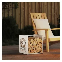 vidaXL Kaminholzregal Kaltgewalzter Stahl 40 x 40 x 40 cm Weiß
