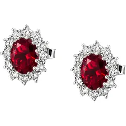Paar Ohrstecker FIRETTI "Schmuck Geschenk Silber 925 Ohrschmuck Lady D Glitzer", rot (silberfarben, rubinrot, kristallweiß, rubinrot, kristallweiß), Ohrringe, Damen, Silber 925 (Sterlingsilber), mit Glasstein, Zirkonia (synth.)