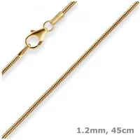 Schmuck Krone Goldkette 1,2mm Schlangenkette aus 585 Gelbgold 45cm, Gold 585 goldfarben