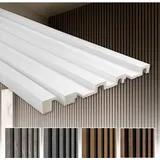 Hexim - Lamellenwand 2 Meter Paneele hdps Akustikpaneele Wandverkleidung Holz Optik: Linker Abschluss (2m), Hellbraun