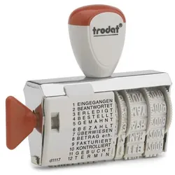 Trodat Text- und Datumsstempel 1117 mit 12 Texten + Datum Metall/Kunststoff Schrifthöhe 4mm