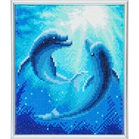 Crystal Art Craft Buddy CAM-12-WHITE - Dolphin Dance, 21x25cm Picture Frame Crystal Art, Diamond Painting