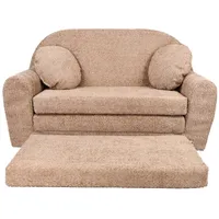 FORTISLINE Kindersofa Kindersofa aus Teddy-Stoff mit Verlängerung - Klappsofa, Spielsofa, ausklappbar braun