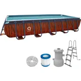 Avenli Pool Komplettset 540x250x100 cm braun mit Filterpumpe & Sicherheitsleiter braun|BLAU No Size