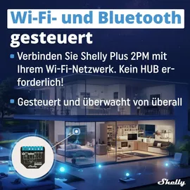 Shelly Plus 2PM | Wlan Relais Schalter 2P Schwarz, Blau