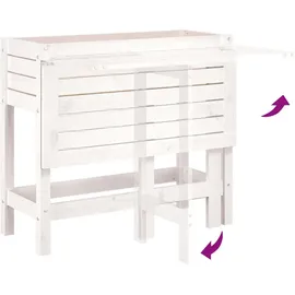 vidaXL Pflanzkasten mit Klappbarer Tischplatte  Weiß Massivholz Kiefer
