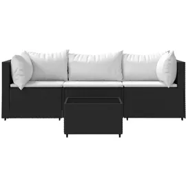 vidaXL Polyrattan Loungesofa 4-tlg. schwarz inkl. Kissen 319735