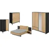 Schlafzimmer-Set GAMI Mimizan, braun (schwarz – eiche helvezia), B/H: 140cm x 200cm, Schlafzimmermöbel-Sets