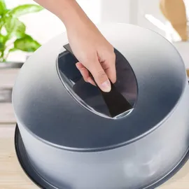 Zenker Springform mit Transporthaube Ø 28 cm DELUXE, Backform mit emailliertem Flachboden und Tragehaube, runde Kuchenform für saftigen Kuchen to go (Frabe: Schwarz metallic), Menge: 1 Stück