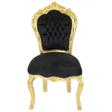 Casa Padrino Barock Esszimmer Stuhl Schwarz / Gold - Handgefertigter Antik Stil Stuhl mit edlem Samtstoff - Esszimmer Möbel im Barockstil - Barock Möbel