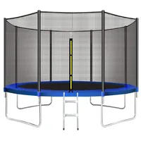 HomeMiYN Gartentrampolin Trampolin Outdoor Ø183/244/305/366cm Sicherheitsnetz Kindertrampolin, Schutzrand schwarz,mit sicherheisnetz blau