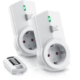 CSL - Dimmbare Funksteckdosen - Set mit Fernbedienung - 2er Set für den Innenbereich Indoor + 1 Fernbedienung - LED Statusanzeige - integrierter Berührungsschutz - IP20