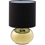 Relaxdays Nachttischlampe Touch dimmbar, moderne Touch Lampe mit 3 Stufen, E14, Tischlampe mit Kabel, 28 x 18 cm, gold 10029515_259