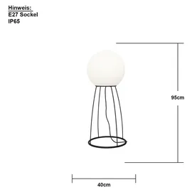 Star Trading Mallorca 95cm E27 Schwarz/Weiß
