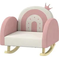 AIYAPLAY Kindersessel Sofa mit Krone Dekor Samtoptik Regenbogen Rückenlehne Schaukelstuhl für Kinder 1,5-3 Jahre Rosa für Kinderzimmer Spielzimmer   Aosom.de