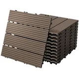 ECD Germany WPC Terrassenfliesen 30 x 30 cm dunkelbraun