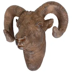 Geweih Widder Polyresin Antik-Braun Wand-Deko Jagd Trophäe Skulptur Wohn Zimmer