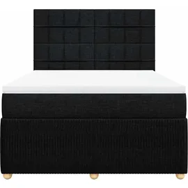 vidaXL Boxspringbett mit Matratze Schwarz 140x200 cm Stoff