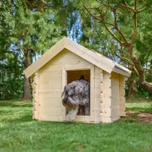 TIMBELA Hundehütte 76 x 99 x 80 cm Holz Beige