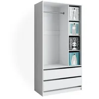 Vicco Kinderkleiderschrank Elmo 100 cm, Weiß, offen, Kinderzimmer, Faltboxen