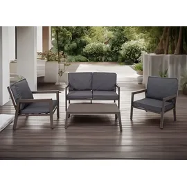 Mendler Garnitur HWC-L64, Gartenlounge Gartengarnitur Lounge-Set Sitzgruppe Sofa, Metall ~ Polster grau