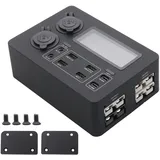 Shkalacar 12V 100W Tragbares Powerstation, Mini Power Box mit LCD Display, LED Leuchten, USB-C- und QC3.0-Anschlüssen, Tragbarer Steuer Hub für Wohnmobile SUVs Boote Yachten Autos